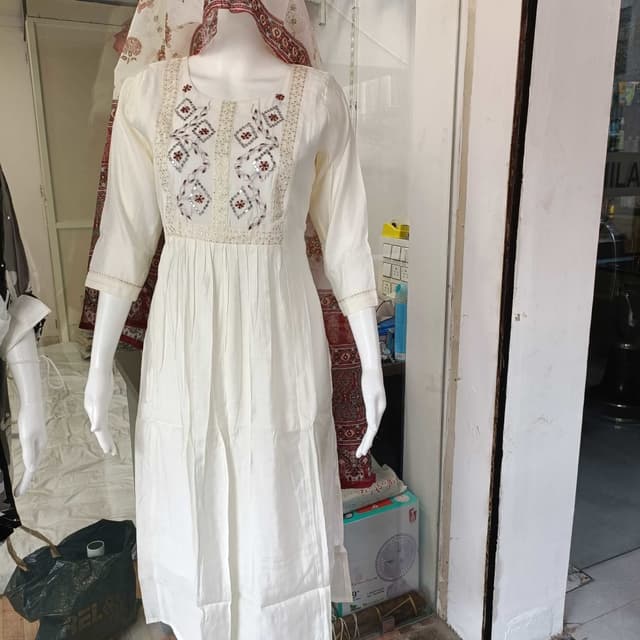 Ivory White, Burgundy, Silver Dress