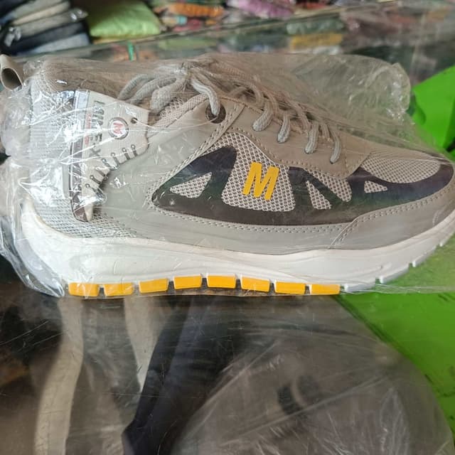 Gray, White, Yellow, Black Sneakers