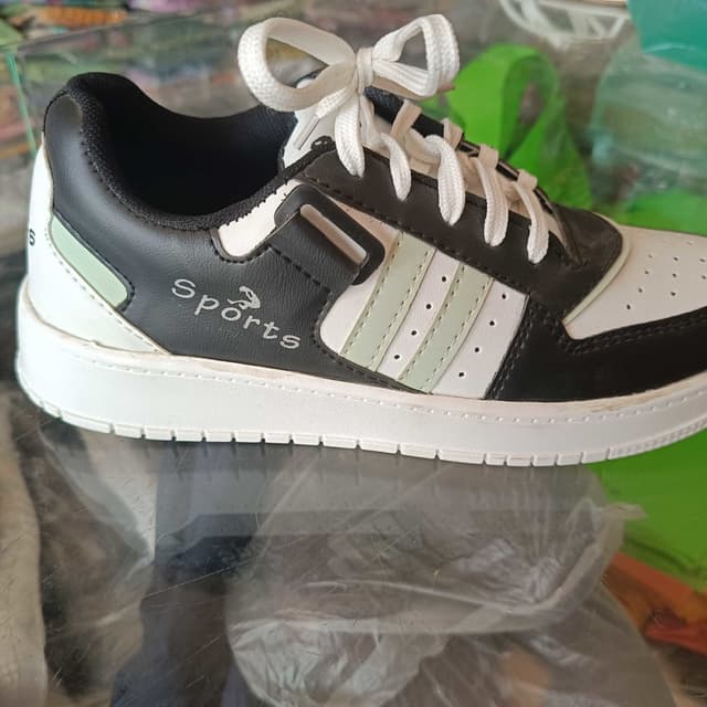 Black, White, Light Green Sneakers