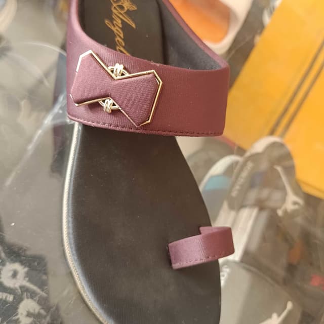 Burgundy and Black Sandals