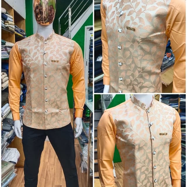 Peach, Cream, Black Jacket, Shirt, Trouser