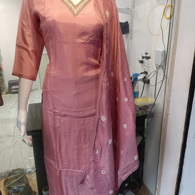 Dusty Rose with Gold and White accents Salwar Kameez Suit