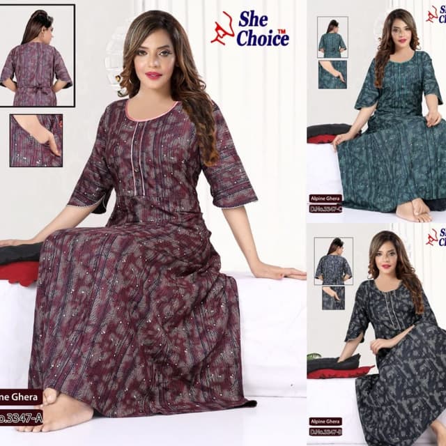 Maroon, White, and Gray Nightgown