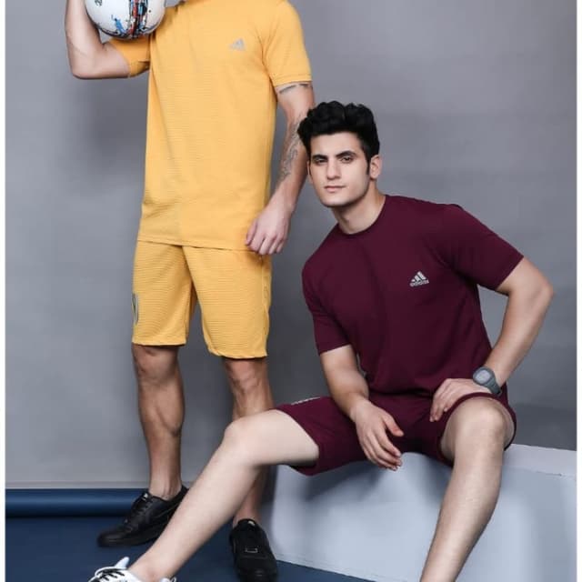 Yellow and Burgundy T-shirt and Shorts Set