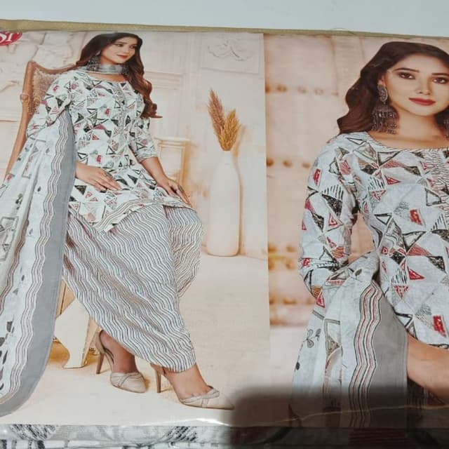 White, grey, black, red Salwar Kameez Suit