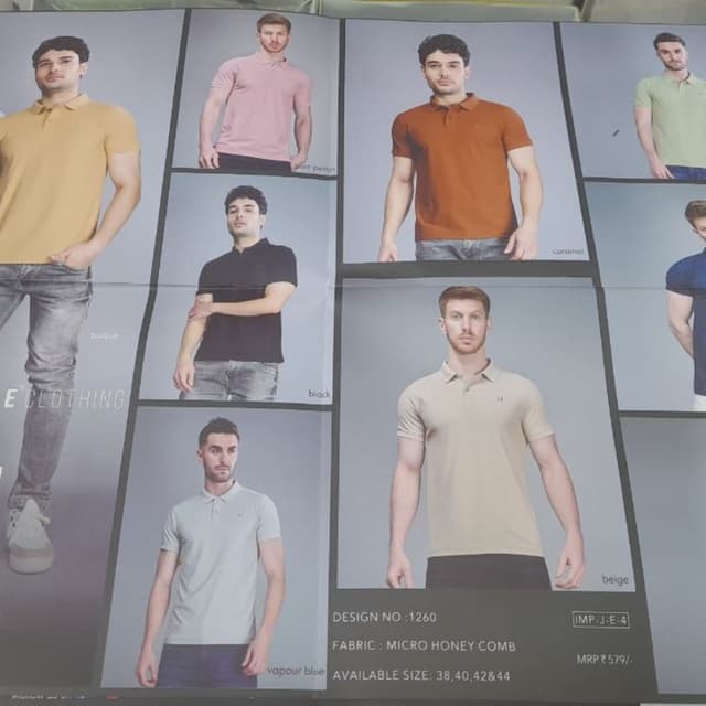 Various, including Bisque, Pale Pink, Caramel, Black, Vapour Blue, Beige and a few other shades. Polo Shirt