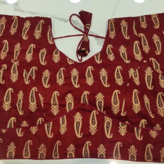 Maroon and Beige Blouse