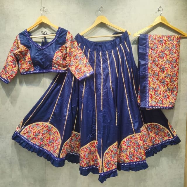 Blue, Red, Yellow Lehenga Choli