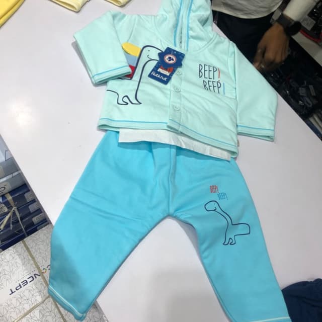 Light Blue and White with accents of Yellow, Red and Dark Blue Outfit (Hoodie and Pants)