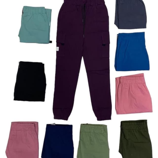 Various solid colors including purple, black, green, blue and pink Cargo Pants