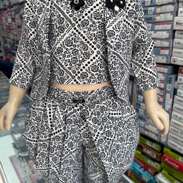 White and black patiyala dress for girls 