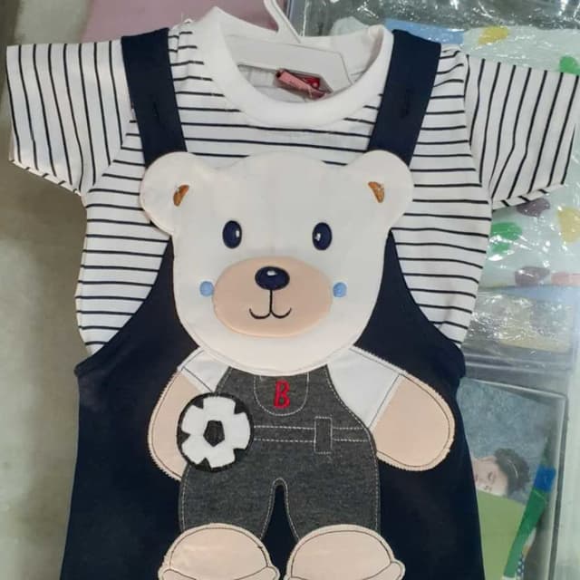 Navy Blue, White, Gray, Beige, Red, and Black Baby Overalls Set
