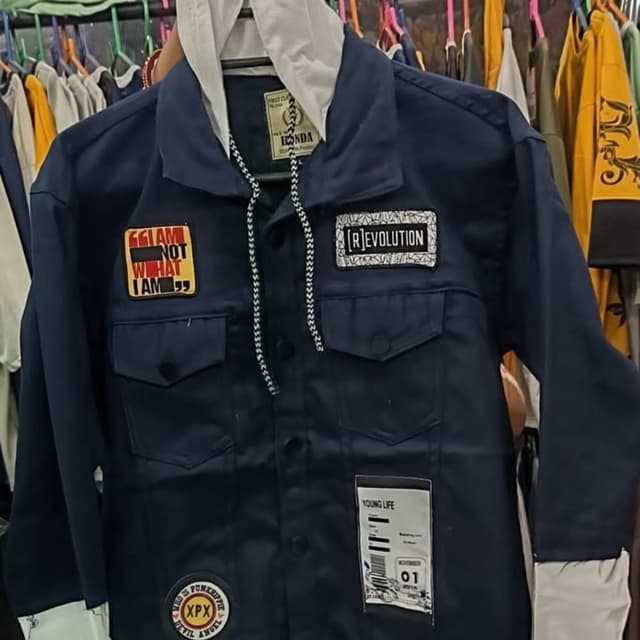 Navy blue, white, gray Jacket