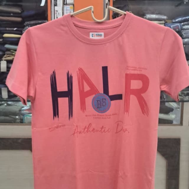 Salmon pink, navy, red, blue T-shirt