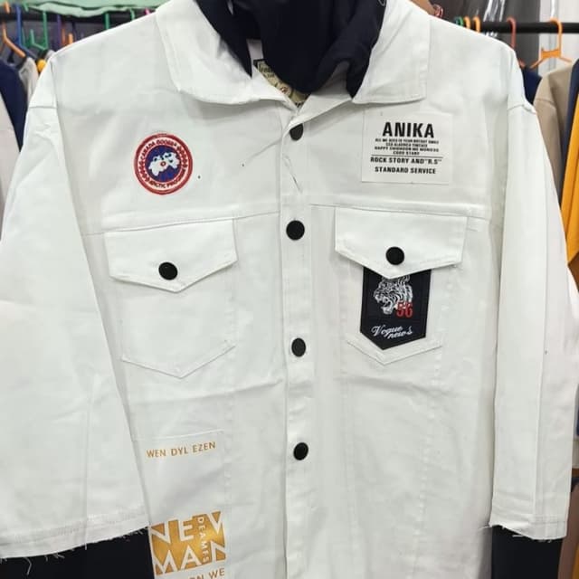 White, Black, Red Jacket