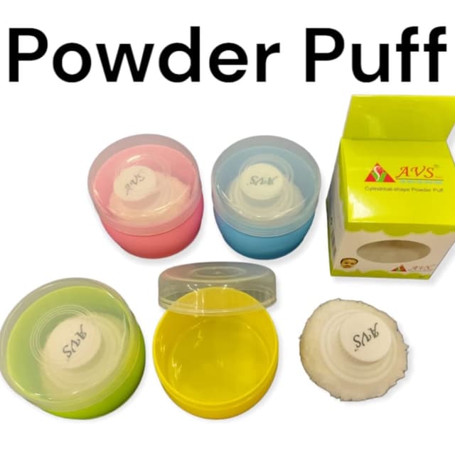 Pink, Blue, Green, Yellow, White Powder Puff