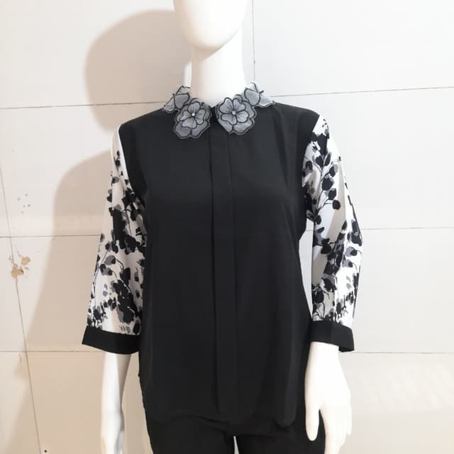 Black, White, Gray Blouse