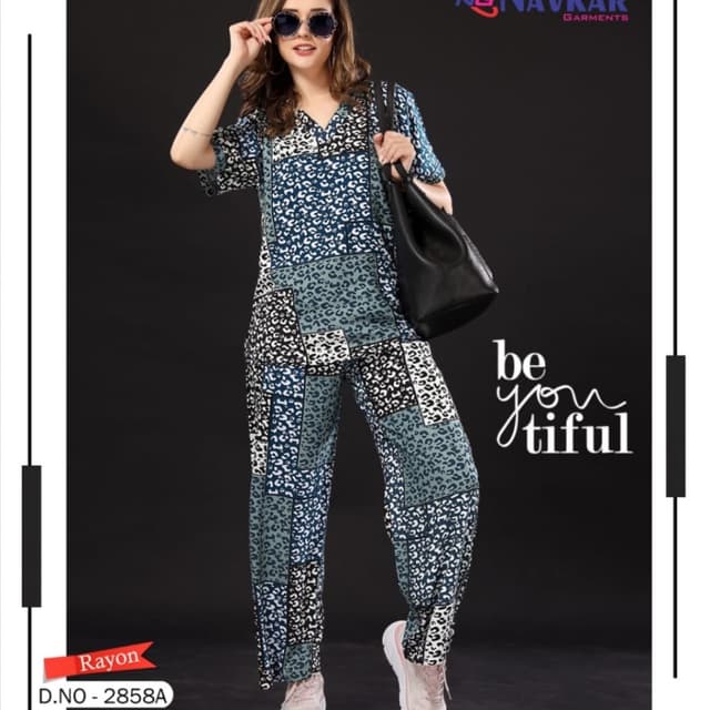 Blue, White, Black, and Gray Jumpsuit