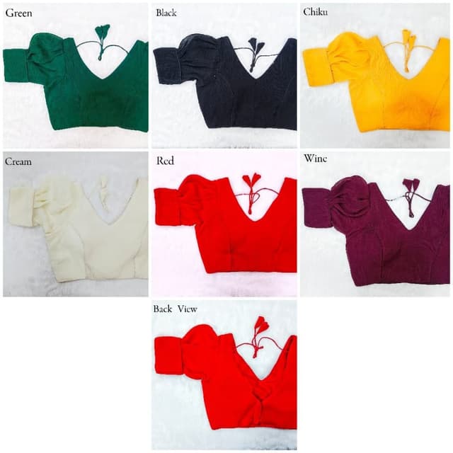 Green, Black, Chiku (Mustard Yellow), Cream, Red, Wine Blouse