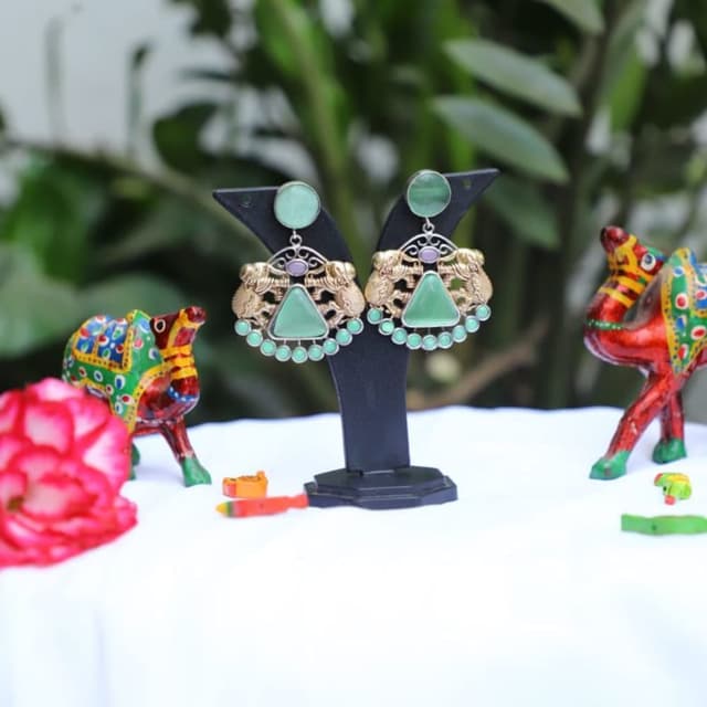 Earrings monalisha stone handmade 