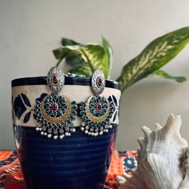 Earrings monalisha stone handmade 