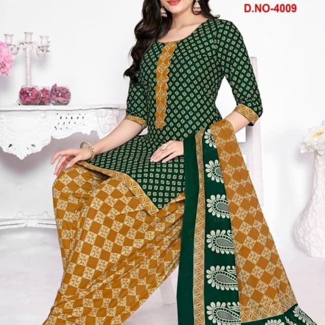 Green and Mustard Yellow Salwar Kameez Suit