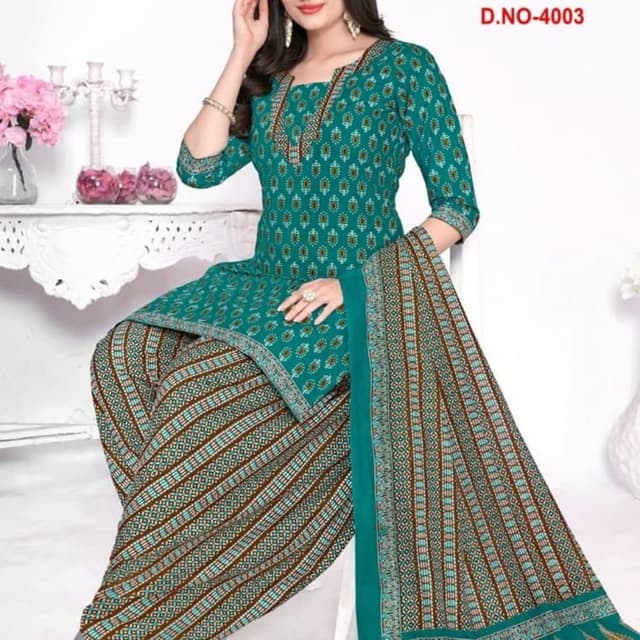 Teal, Brown, and Light Blue Salwar Suit Set