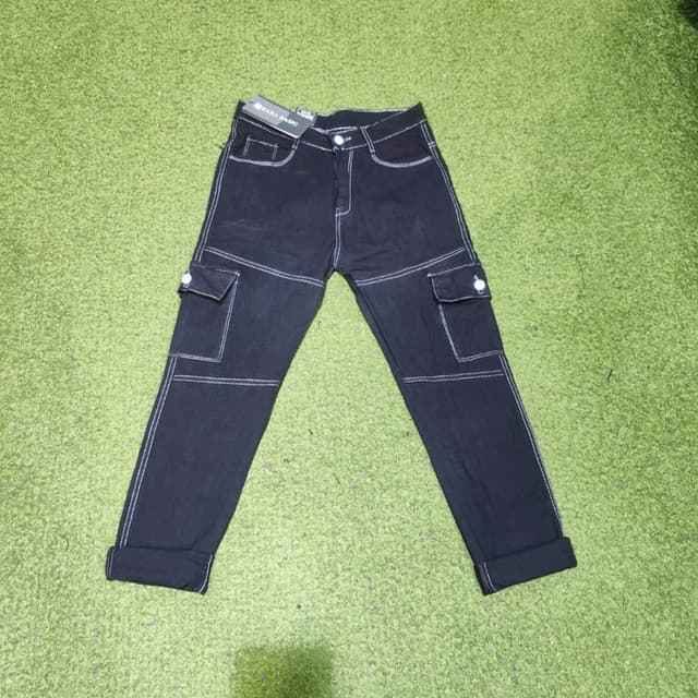 Black with White Stitching Jeans