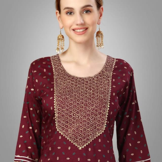 Maroon Salwar Suite kurti