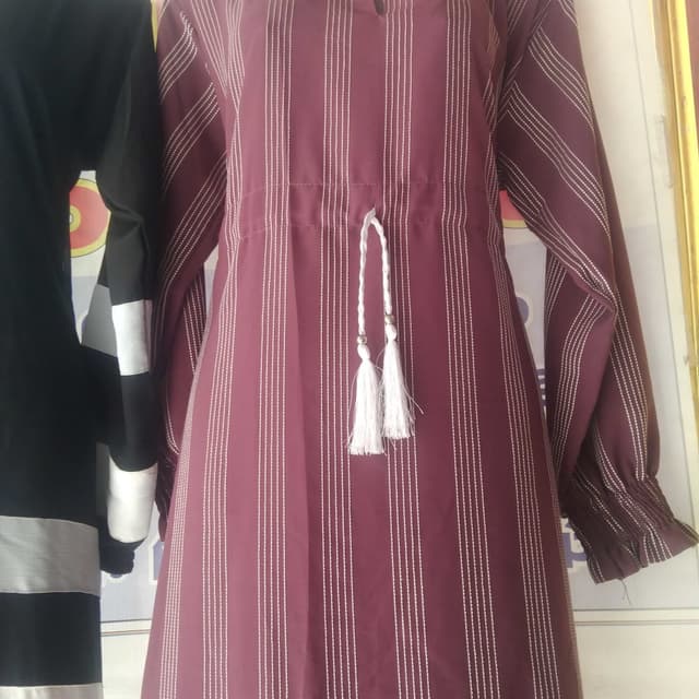 Burgundy and White Dress