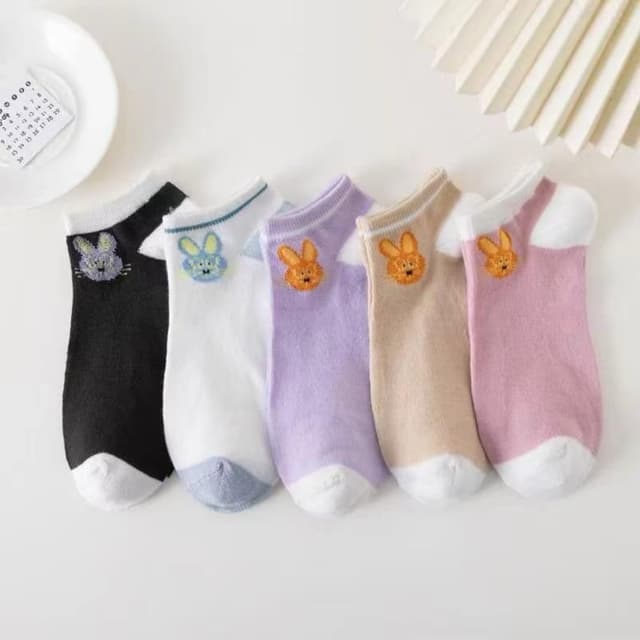 Black, White, Blue, Purple, Beige, Pink Socks