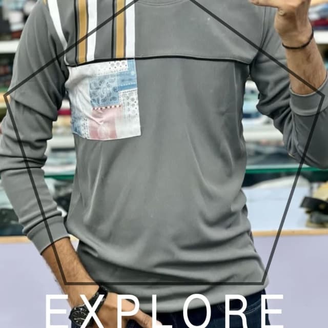Gray, White, Blue, Yellow Sweatshirt