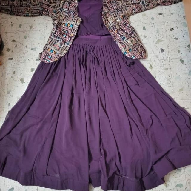 Purple, Multicolor Dress with Jacket