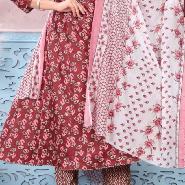 Burgundy, Pink, White Salwar Kameez