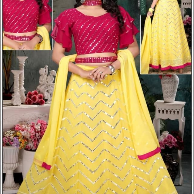 Yellow and Red Lehenga Choli