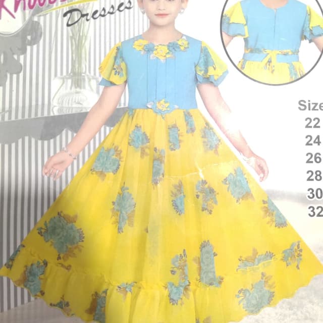 Yellow and Blue with floral accents Dress