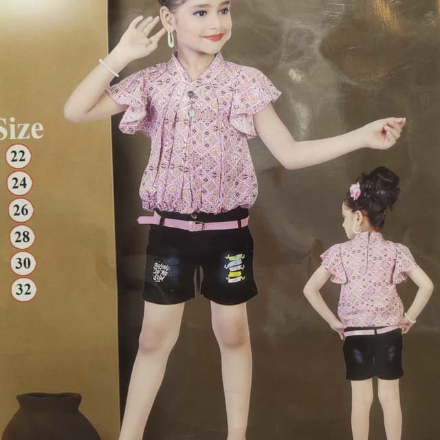 Pink, Black, and White Top and Shorts Set
