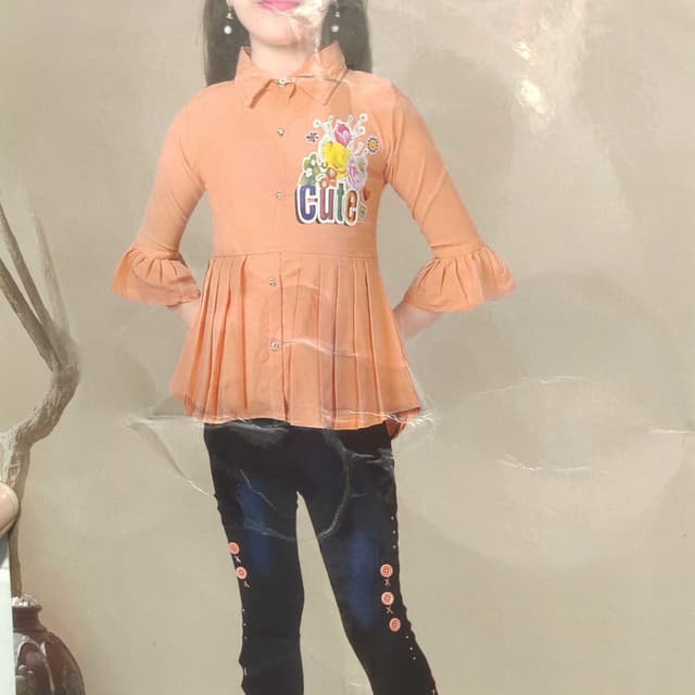 Peach and Dark Blue Top and Jeans Set