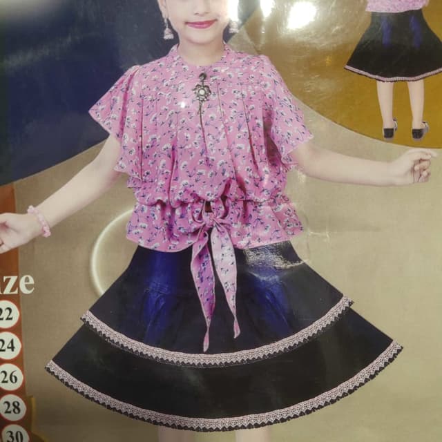 Pink, Black, and Blue Skirt and Top Set