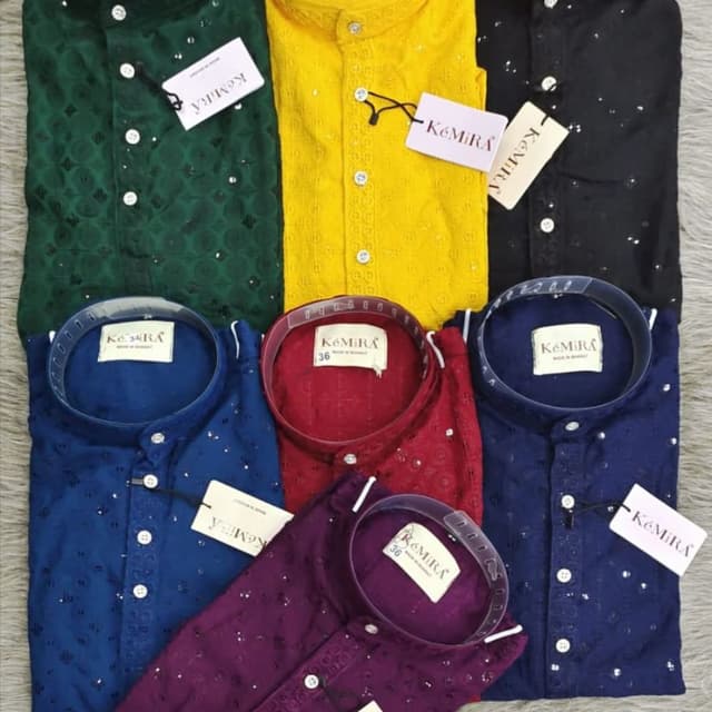 Green, Yellow, Black, Blue, Red, Purple Kurta