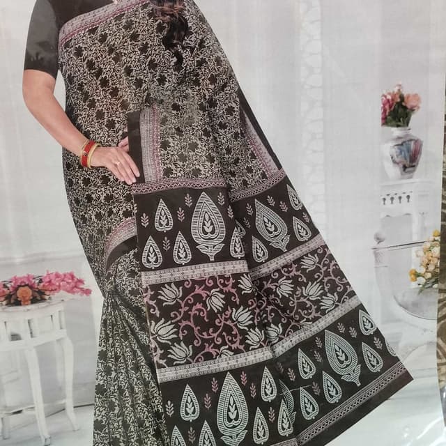 Cottan dark Saree