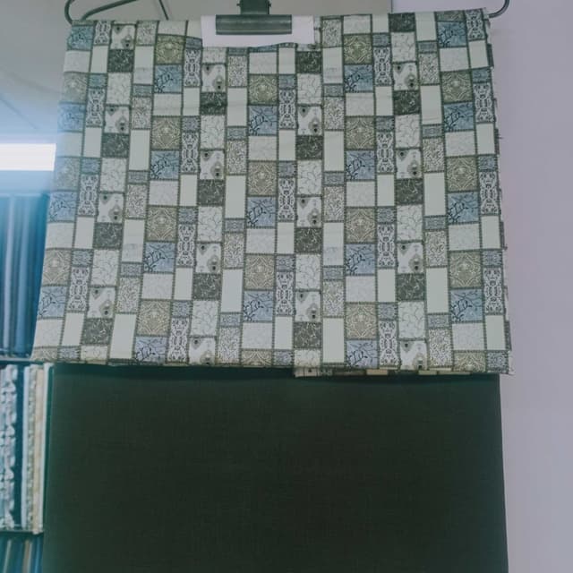 Light Blue, Beige, Gray, and White Fabric