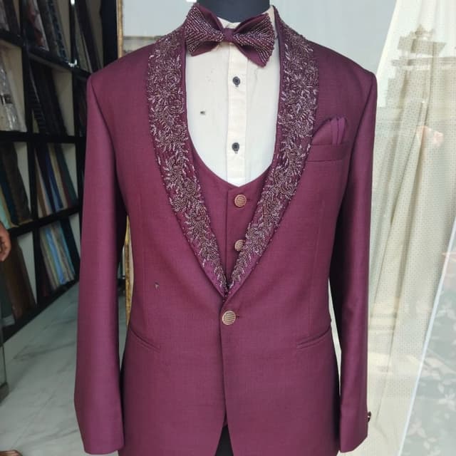 Burgundy, Off-White Suit