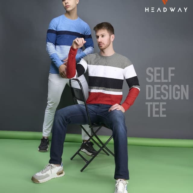 Blue, Red, White, Black, Gray Tee