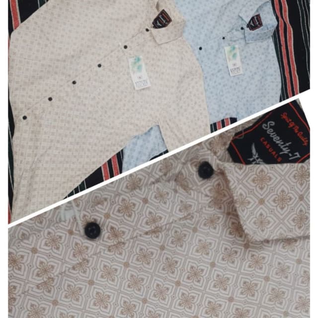 Beige and Light Blue with Black accents Shirt