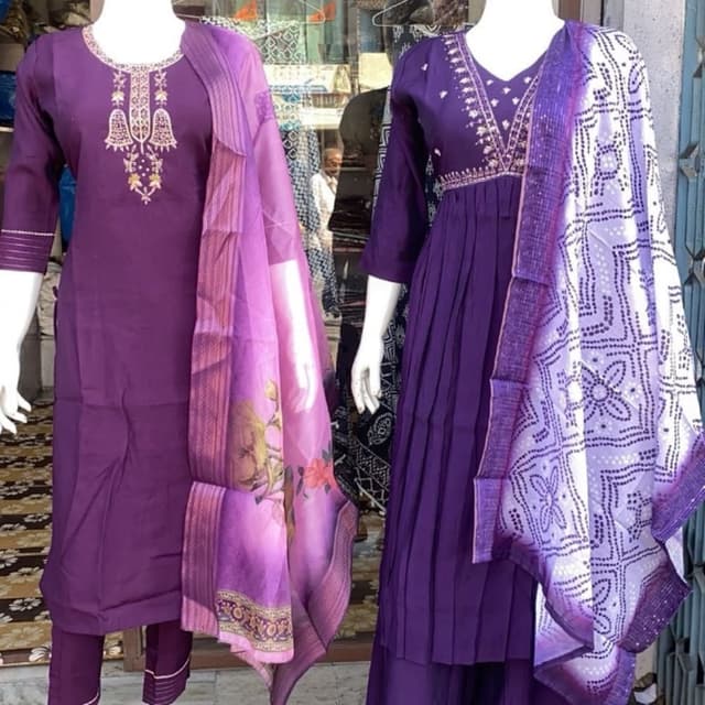 Purple, white, and gold accents Salwar Kameez Suit with Dupatta