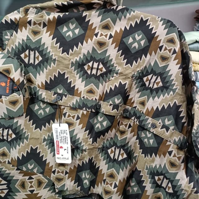 Green, black, brown, and beige Shirt