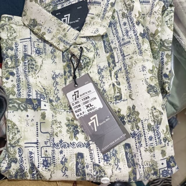 Off-white, olive green, and navy blue Shirt