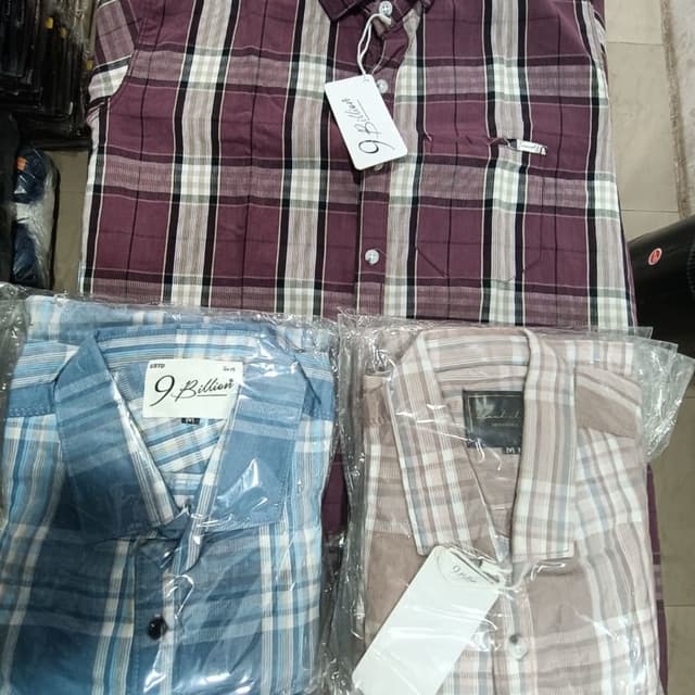 Burgundy, blue, beige, white, and black Shirt