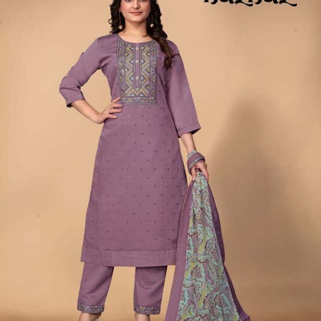 Mauve, Teal, Gold Salwar Kameez Suit